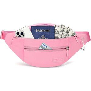 Women Men Hot Pink Large Crossbody Fanny Pack Belt Bag Hands-Free Waist Pack